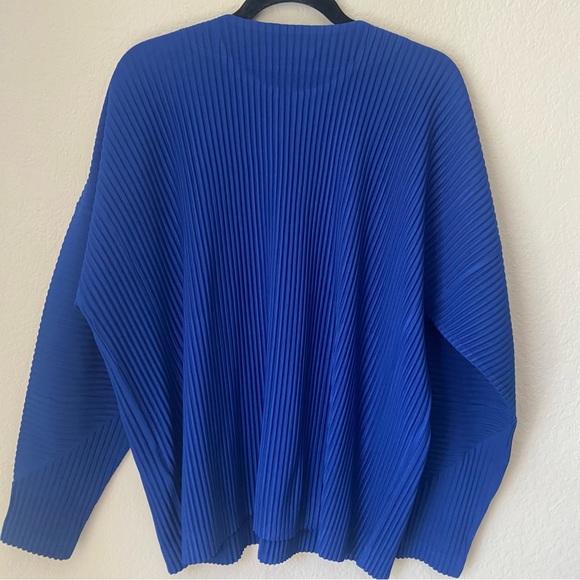 Homme Plisse Issey Miyake Blue Cotton Surface Pleated Cardigan Jacket size 4 - Picture 10 of 13